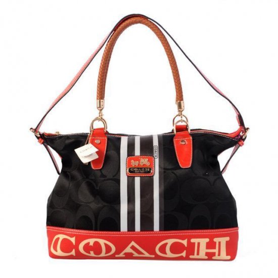 Coach Braided In Signature Large Black Totes BFQ